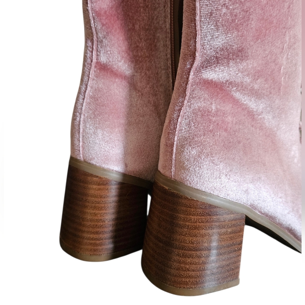 CROWN & IVY SANNA Pink Grandma Prairie Lace-Up Boots Crushed Velvet Cosplay Sz.7 - Picture 3 of 12